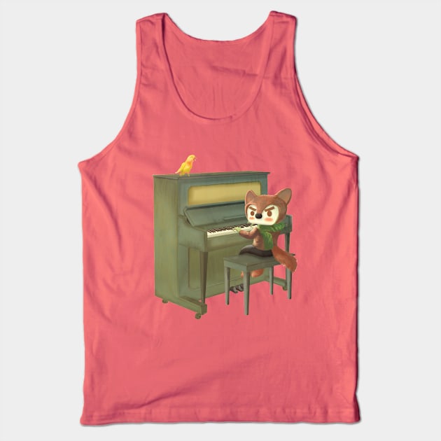 Fox Playing Piano Tank Top by zkozkohi